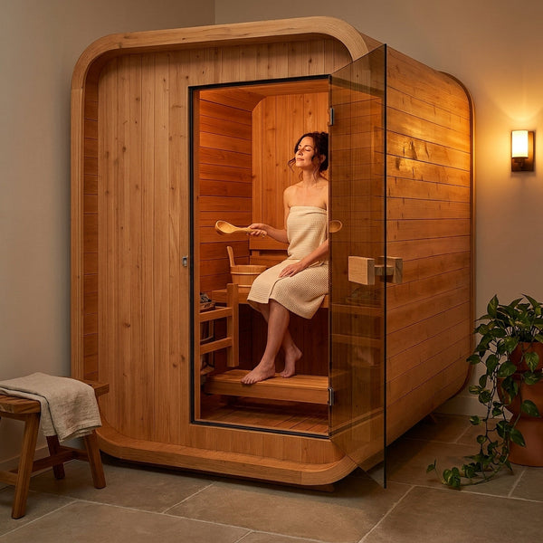 Indoor Sauna Built for Daily Wellness, Premium Canadian Cedar, Tempered Glass Door, Compact Design
