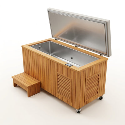 Cold Plunge Tub Built for Daily Recovery, Cedar Cabinet, 304 Stainless Steel, Multi-Stage Filtration