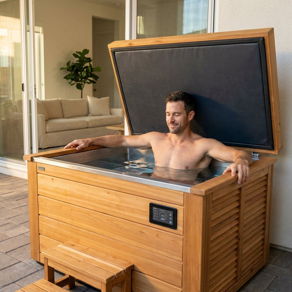 Cold Plunge Tub Built for Daily Recovery, Cedar Cabinet, 304 Stainless Steel, Multi-Stage Filtration