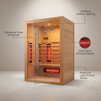 Heliox LuminaWood Infrared Sauna Cabin — infographic