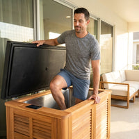 TimberChill Glacier Pro Cedar Cold Plunge — Lifestyle